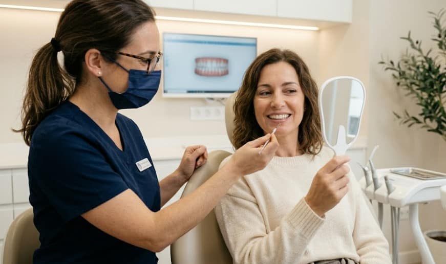 Paciente feliz con su tratamiento de ortodoncia en adultos en Clínica Dental Marcos Segura